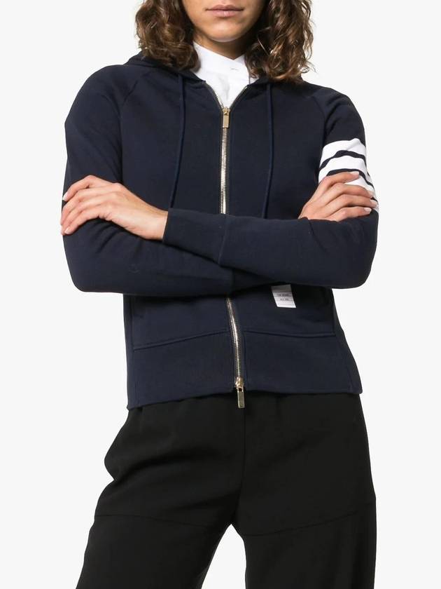 Engineered 4-Bar Stripe Loopback Jersey Knit Zip Up Hoodie Navy - THOM BROWNE - BALAAN 4