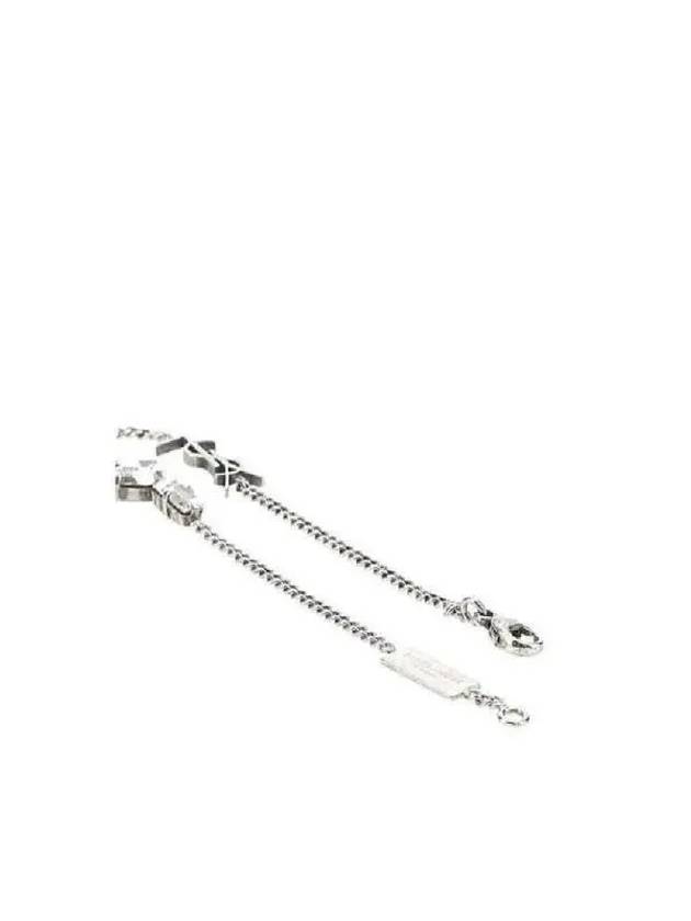 Opyum Charm Bracelet In Metal And Rhinestone Oxidized Silver - SAINT LAURENT - BALAAN 4