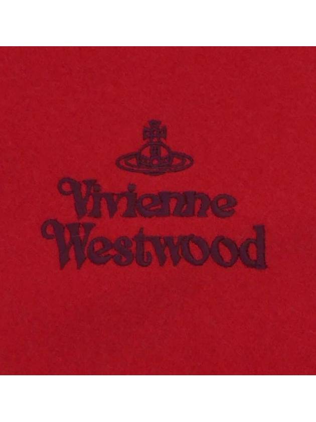 Logo Wool Fringe Muffler Red - VIVIENNE WESTWOOD - BALAAN 4