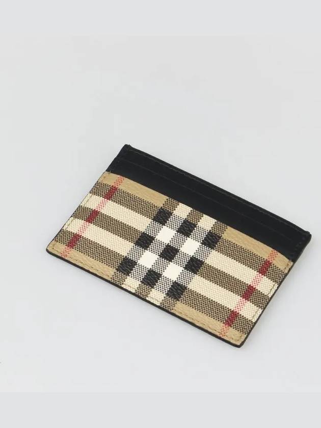 Men's Check Vintage Card Wallet Beige A7026 - BURBERRY - BALAAN 4