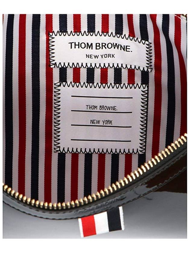 Leather Zipper Tablet Small Clutch Bag Black - THOM BROWNE - BALAAN 7