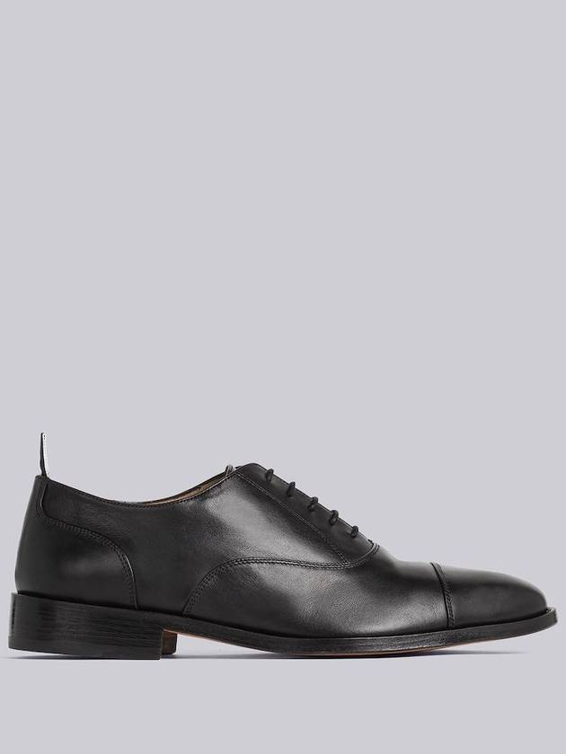 Vitello Caprether Cap Toe Oxford Black - THOM BROWNE - BALAAN.