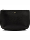 SARA Sarah Saffiano Leather Top Zipper Curve Pouch Clutch Bag - A.P.C. - BALAAN 1