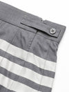 4 Bar Logo Plain Weave Wool Pleated Skirt Grey - THOM BROWNE - BALAAN 5