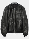 Reversible Nappa Leather Nylon Bomber Jacket Black - PRADA - BALAAN 2