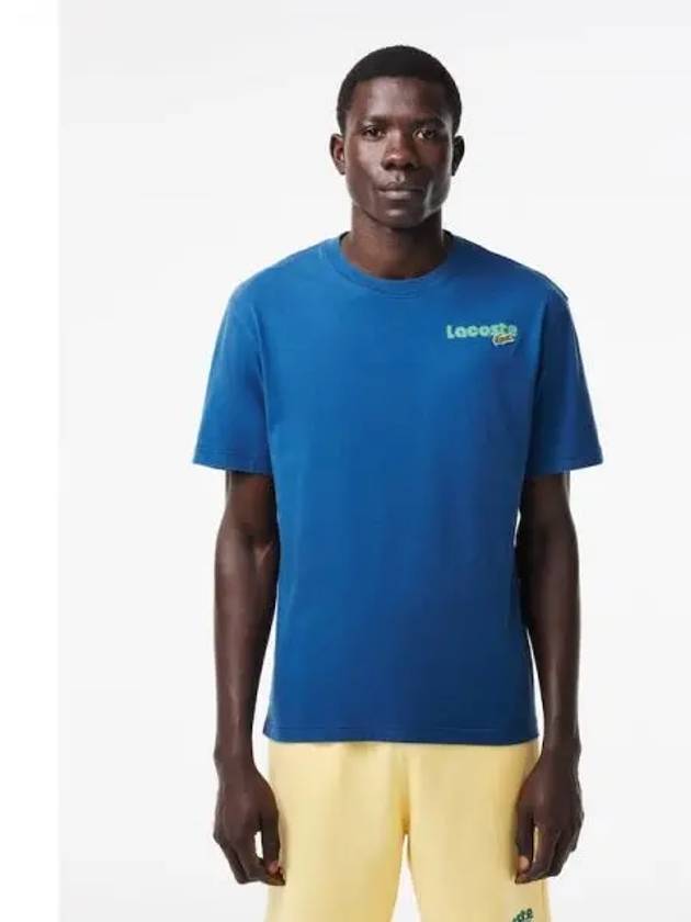 Men's Summer Pack Pigment Print Short Sleeve T-Shirt Blue - LACOSTE - BALAAN 2