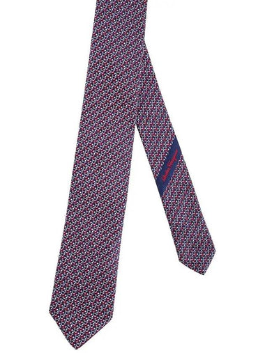 Gancini Print Silk Tie - SALVATORE FERRAGAMO - BALAAN 1