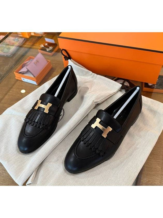 Royal Goatskin Gold Loafer Noir Black - HERMES - BALAAN.