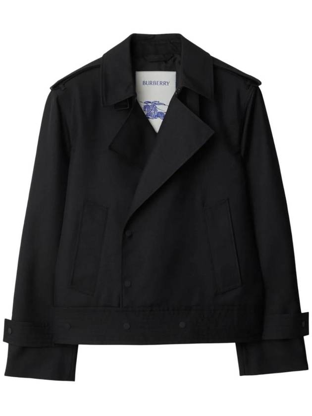 Silk Blend Trench Jacket Black - BURBERRY - BALAAN 1