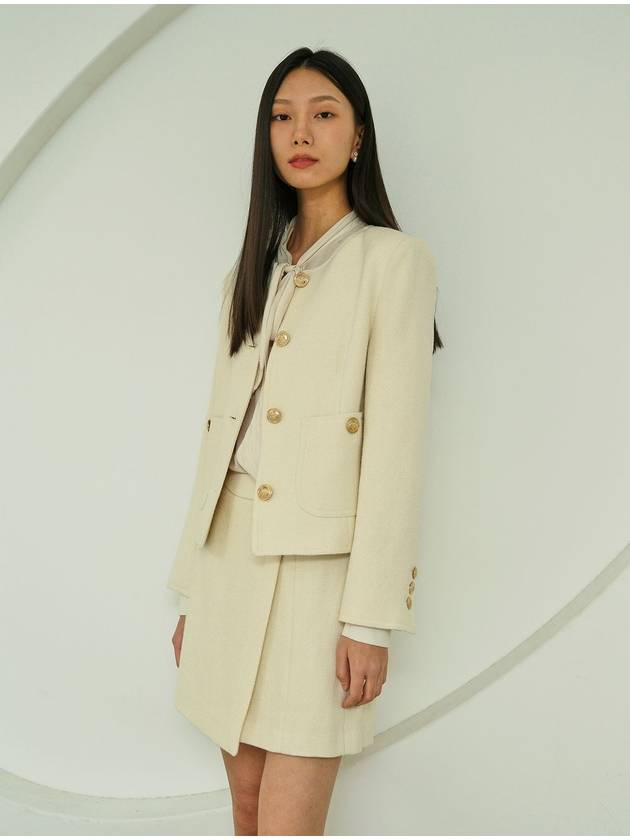 Women's BETTY Tweed Jacket Ivory - AME - BALAAN 3