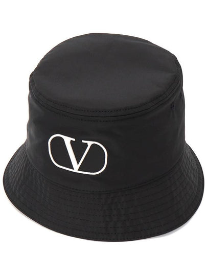 Signature V Logo Bucket Hat Black - VALENTINO - BALAAN 2