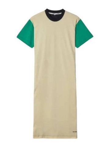 Short sleeve t shirt dress beige green black - SUNNEI - BALAAN 1