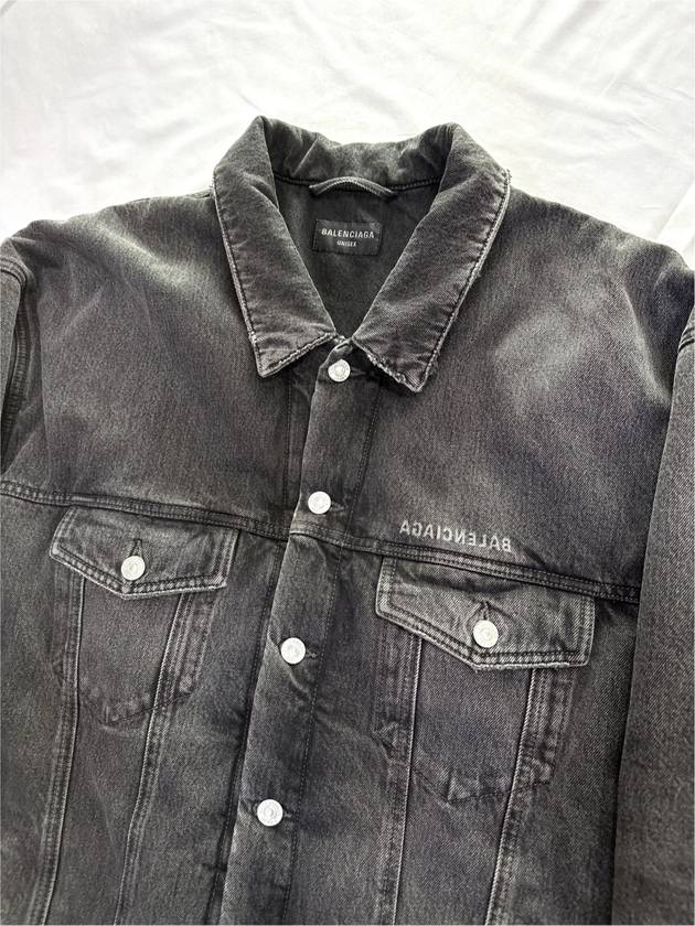 52 Men s Embroidered Japanese Mirror Padded Denim Jacket Dark Gray - BALENCIAGA - BALAAN 8