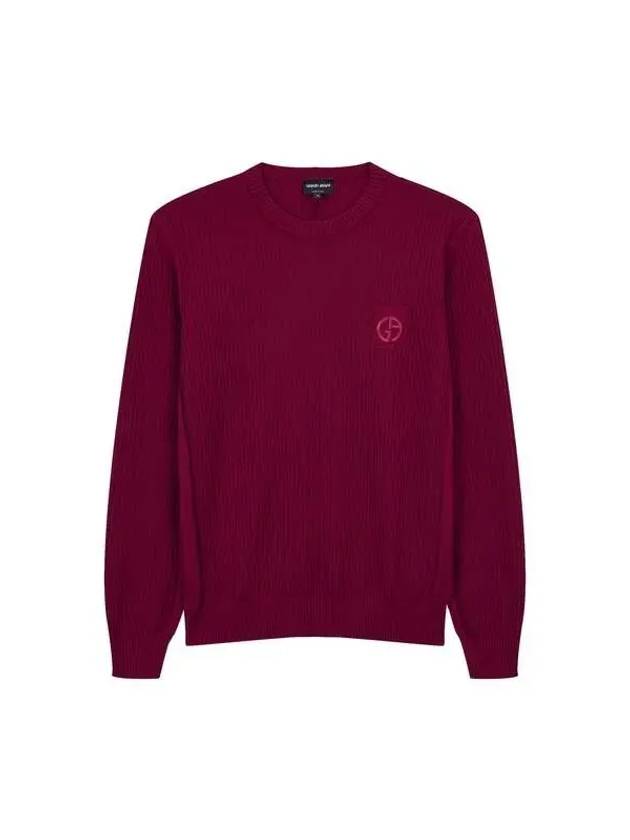 Men s ribbed wool embroidered logo knit burgundy 270857 - GIORGIO ARMANI - BALAAN 1