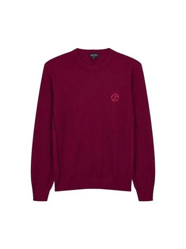 Men s ribbed wool embroidered logo knit burgundy 270857 - GIORGIO ARMANI - BALAAN 1