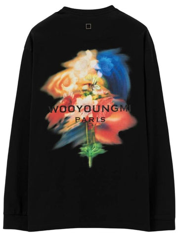 Swaying Flower Long Sleeve T-Shirt Black - WOOYOUNGMI - BALAAN 1