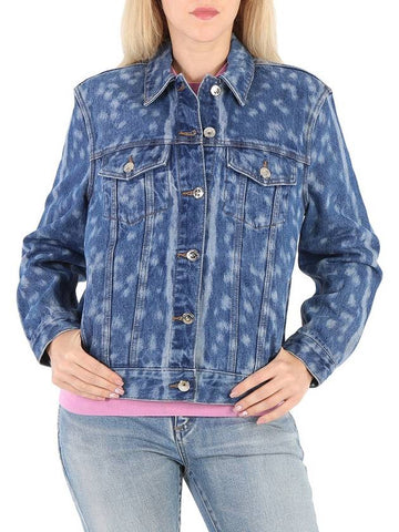 Burberry Mid Indigo Deer Print Denim Jacket, Brand Size 10 (US Size 8) - BURBERRY - BALAAN 1