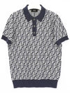 FF Wool Polo Shirt Blue - FENDI - BALAAN 4