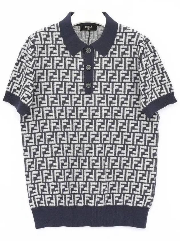 FF Wool Polo Shirt Blue - FENDI - BALAAN 2