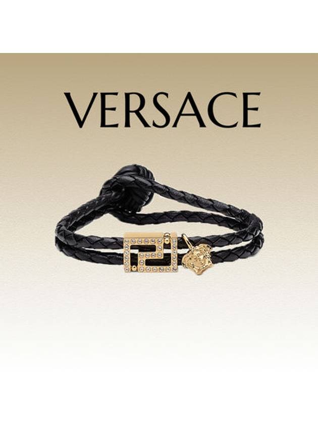 Greca Leather Bracelet Black - VERSACE - BALAAN 2