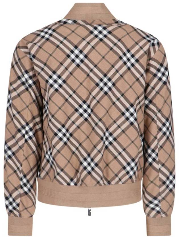 Harrington Check Wool Blend Zip-Up Jacket Brown - BURBERRY - BALAAN 3