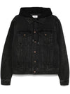 Logo Hooded Trucker Denim Jacket Black - CELINE - BALAAN 1