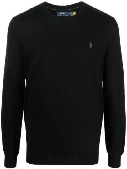 Logo Crew Neck Wool Knit Top Black - POLO RALPH LAUREN - BALAAN 2