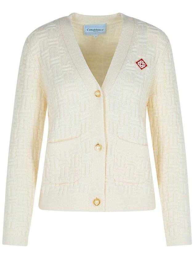 Casablanca White Wool Cardigan - CASABLANCA - BALAAN 1