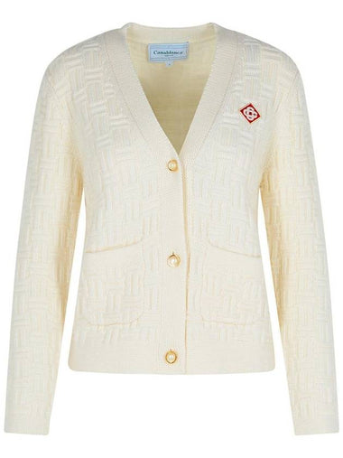 Casablanca White Wool Cardigan - CASABLANCA - BALAAN 1