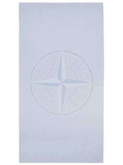 Logo Beach Towel Sky Blue - STONE ISLAND - BALAAN 2