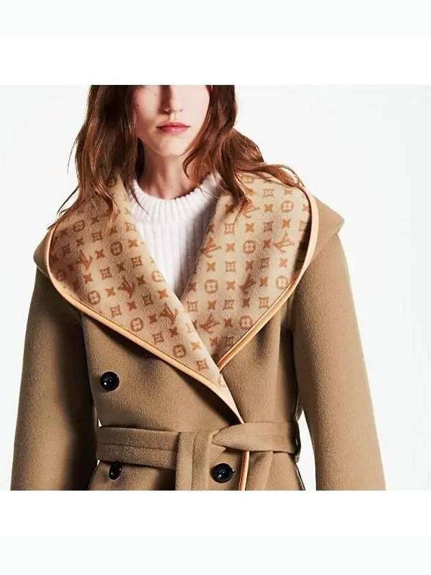 3D Monogram Double Breasted Wrap Coat Beige - LOUIS VUITTON - BALAAN 3