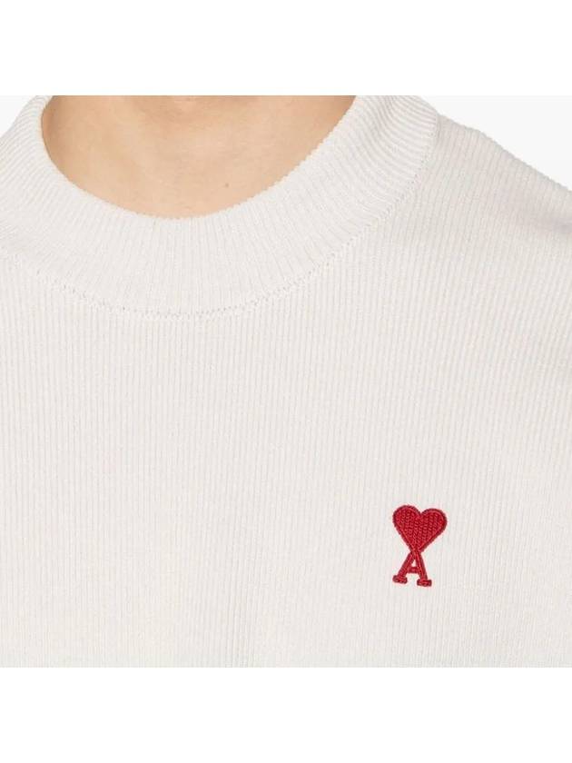 Red ADC Chain Stitch Heart Logo Knit Top Ivory - AMI - BALAAN 6