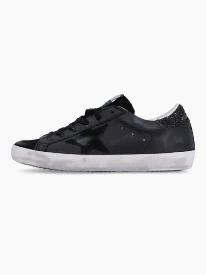 Superstar Glitter Tab Leather Low Top Sneakers Black - GOLDEN GOOSE - BALAAN 2