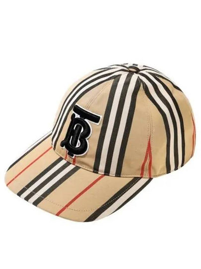 TB Monogram Stripe Cotton Ball Cap Beige - BURBERRY - BALAAN 2