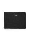 Textured Classic Leather Money Clip Half Wallet Black - SAINT LAURENT - BALAAN 2