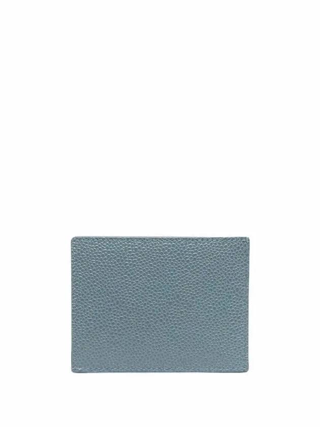 Pebble Grain Leather Card Wallet Blue - THOM BROWNE - BALAAN 3