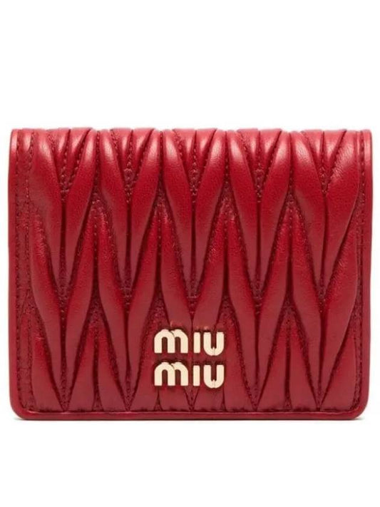 Matelasse Leather Half Wallet Red - MIU MIU - BALAAN 2