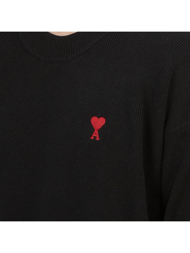 De Coeur Small Heart Logo Knit Top Black - AMI - BALAAN 7