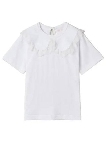 Lace wide collar short sleeve t shirt white - CHLOE - BALAAN 1