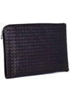 Intrecciato Weaving Zipper Medium Clutch Bag Dark Brown - BOTTEGA VENETA - BALAAN 3