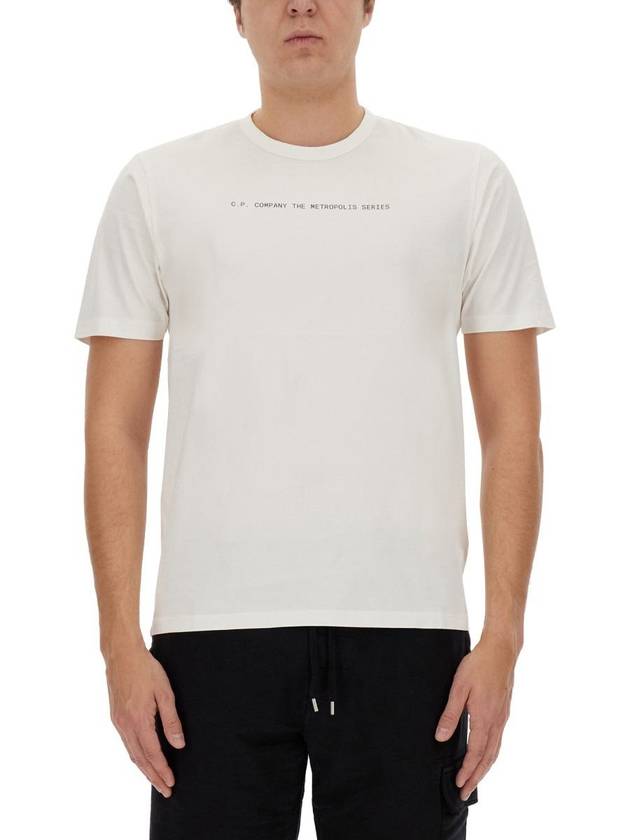 Mercerized Jersey Graphic Face Short Sleeve T-Shirt White - CP COMPANY - BALAAN 2