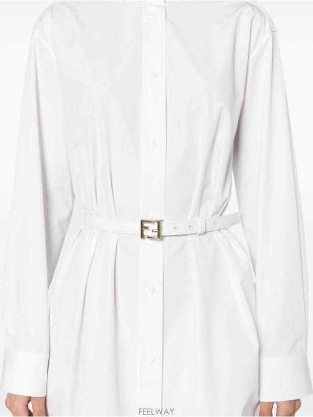 Cotton Poplin Midi Dress White - FENDI - BALAAN 4