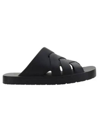 Flintston Intrecciato Matte Rubber Sandals Black - BOTTEGA VENETA - BALAAN 2