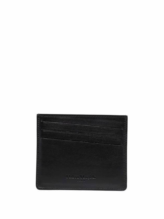 Two-tone Stitched Logo Leather Card Wallet Beige Black - MAISON MARGIELA - BALAAN 1