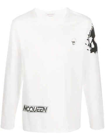 Graphic Skull Print Short Sleeve T-shirt White - ALEXANDER MCQUEEN - BALAAN 1