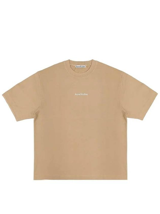 Stamp Logo Cotton Short Sleeve T-Shirt Beige - ACNE STUDIOS - BALAAN 2