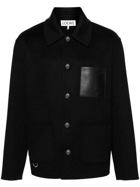 Anagram Embossed Workwear Wool Cashmere Blend Jacket Black - LOEWE - BALAAN 1