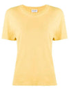 Monogram Embroidered Short Sleeve T-Shirt Yellow - SAINT LAURENT - BALAAN 2