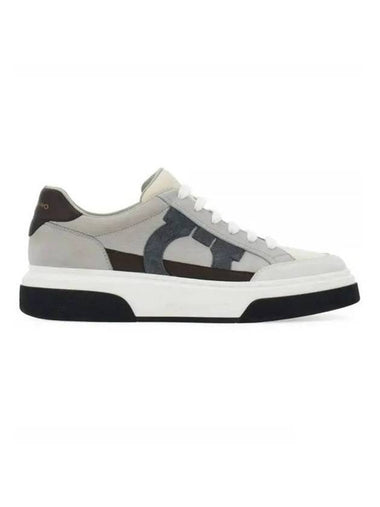 Gancini Outline Low-Top Sneakers Grey - SALVATORE FERRAGAMO - BALAAN 1