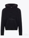 Embroidered Logo Ribbed Cuffs Cotton Hoodie Black - SAINT LAURENT - BALAAN 2